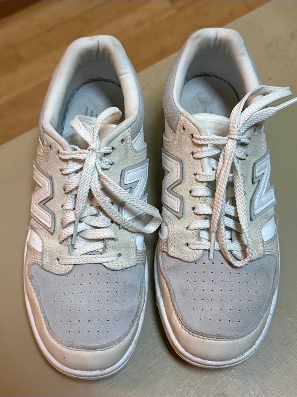 New Balance Women's White, Beige and Light Gray Lace-Up Sneakers